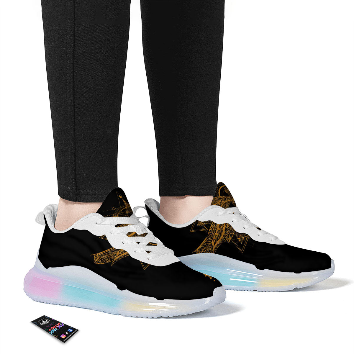 Dragonfly Boho Gold Print Running Sneakers-grizzshop