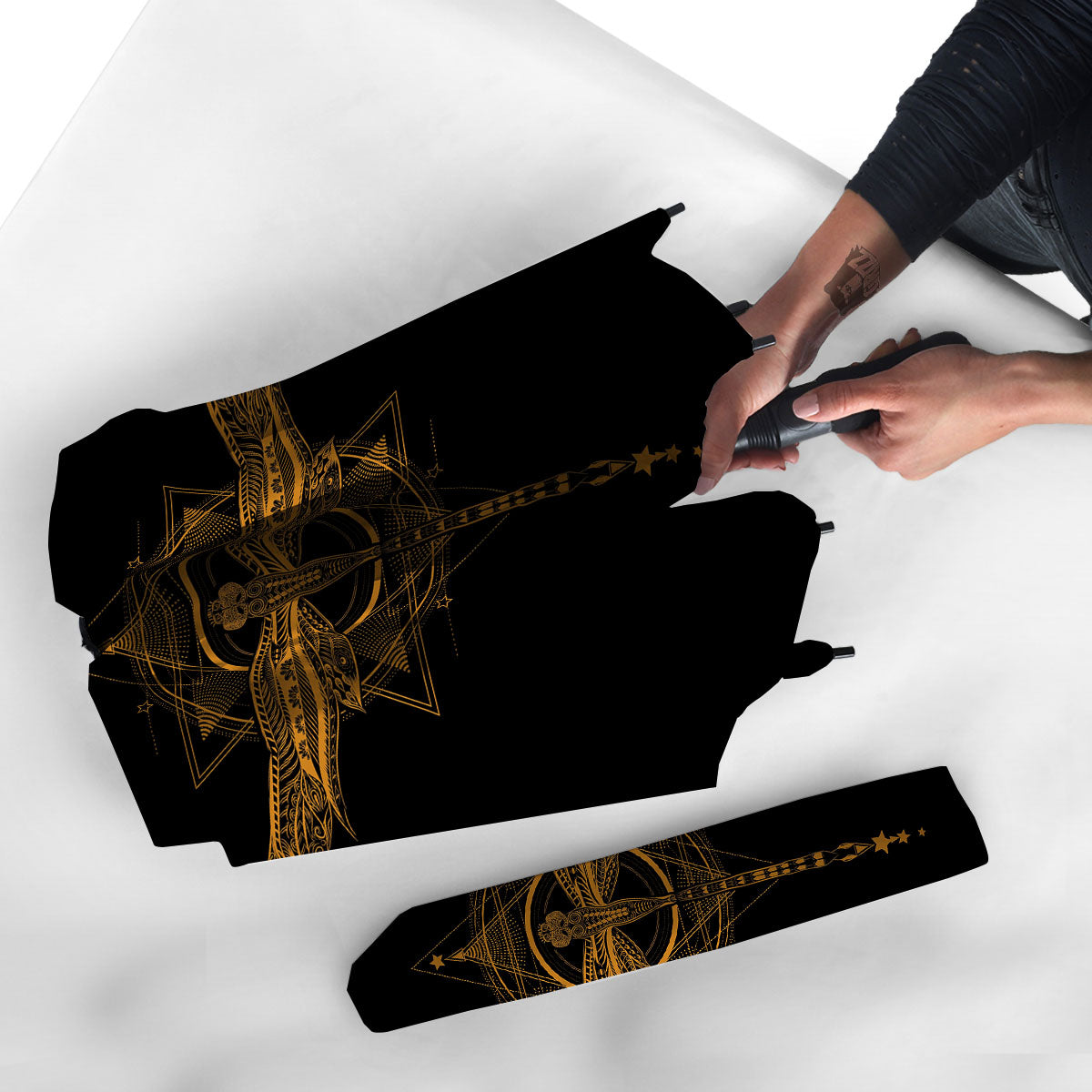 Dragonfly Boho Gold Print Umbrella-grizzshop