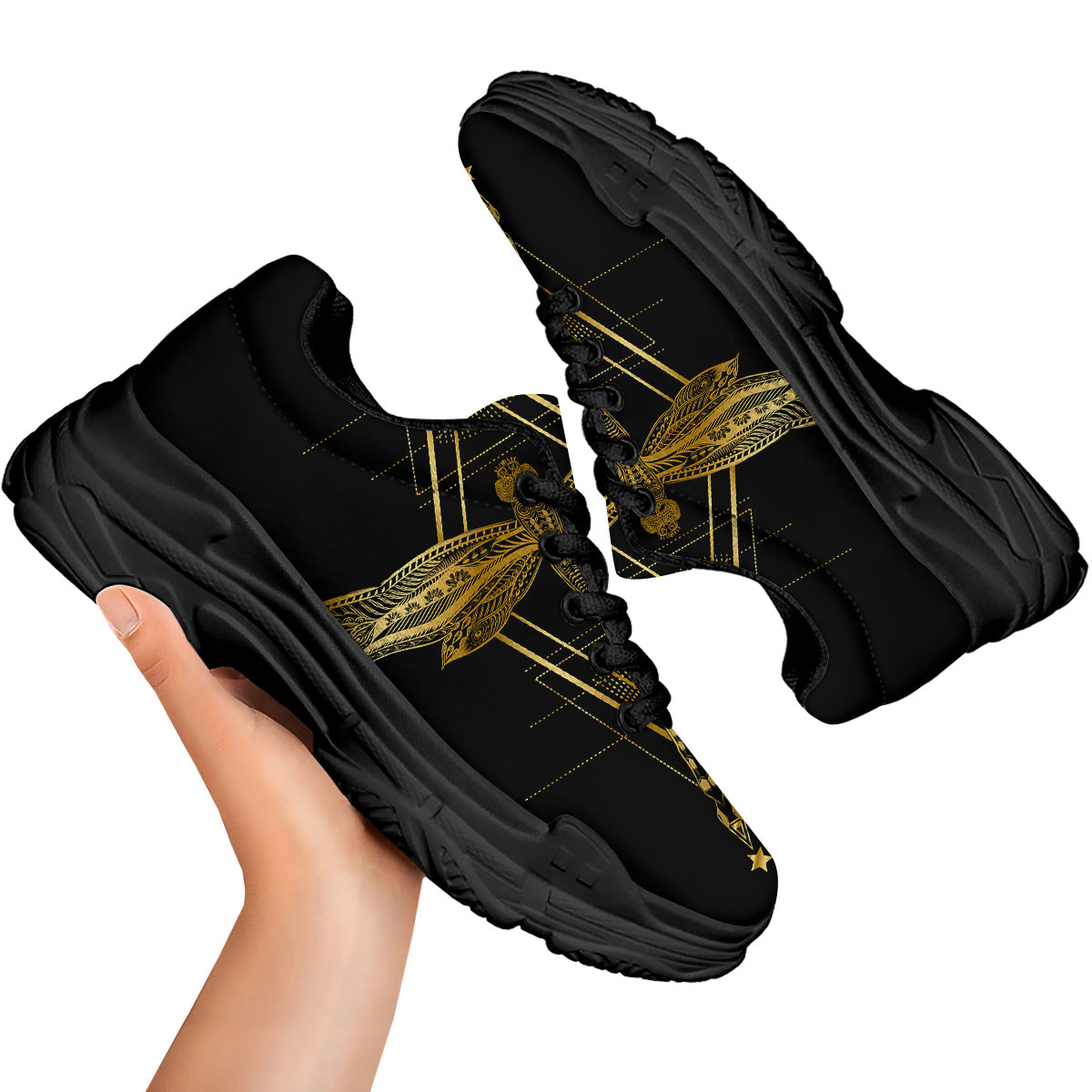 Dragonfly Boho Spiritual Print Black Chunky Shoes-grizzshop