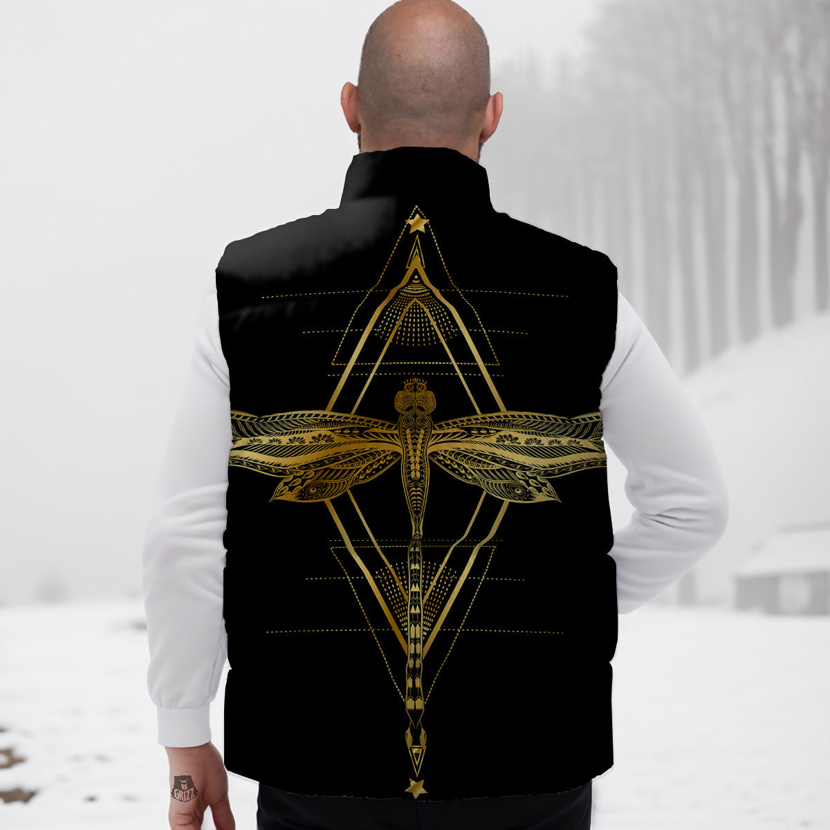 Dragonfly Boho Spiritual Print Down Vest