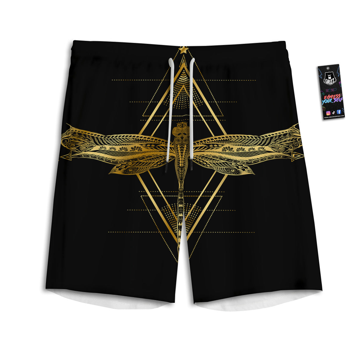 Dragonfly Boho Spiritual Print Men's Athletic Shorts