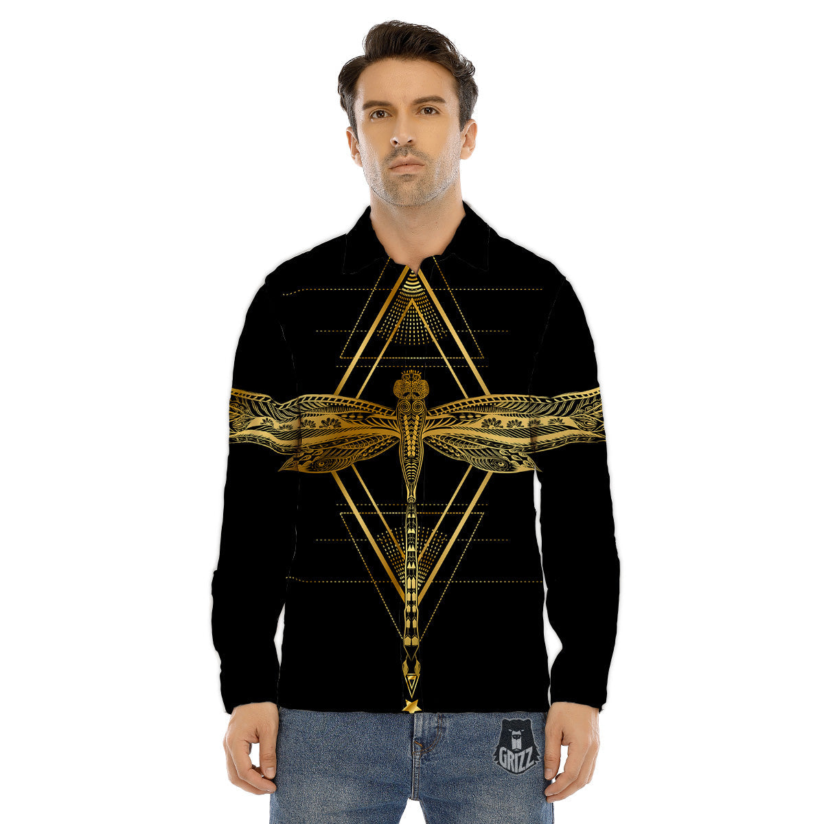 Dragonfly Boho Spiritual Print Men's Dress Shirts-grizzshop