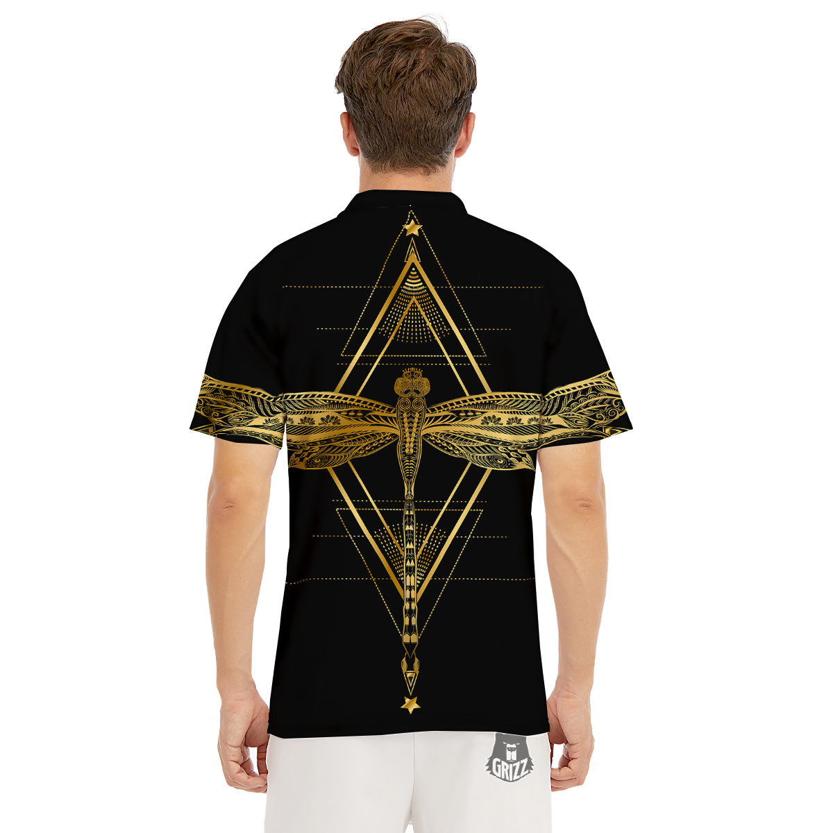 Dragonfly Boho Spiritual Print Men's Golf Shirts-grizzshop