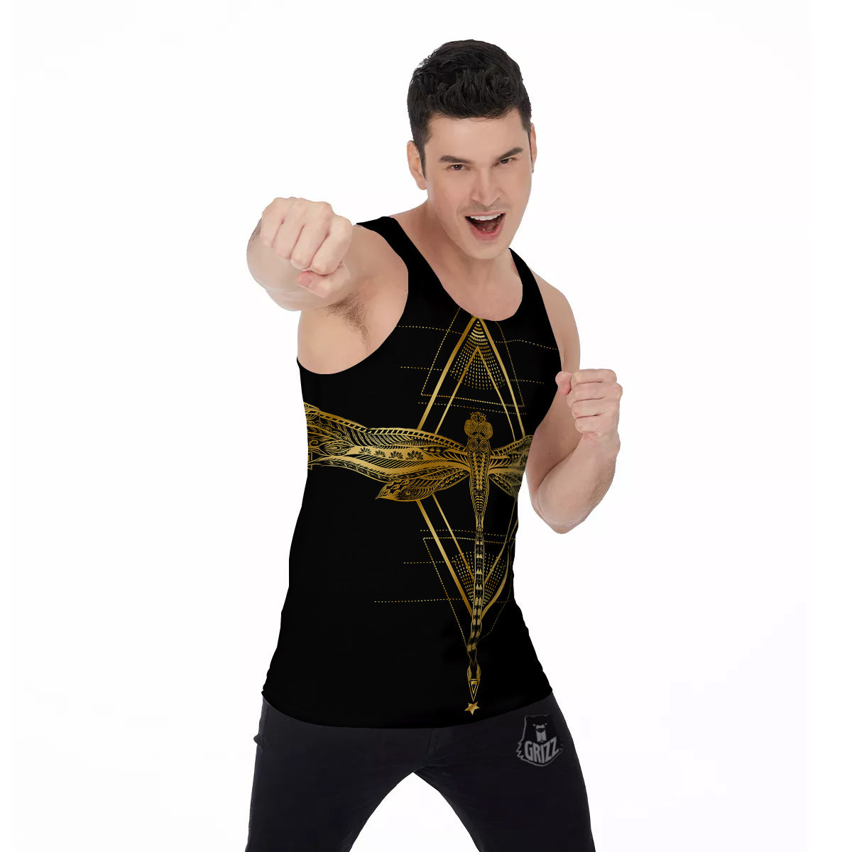 Dragonfly Boho Spiritual Print Men's Tank Top-grizzshop