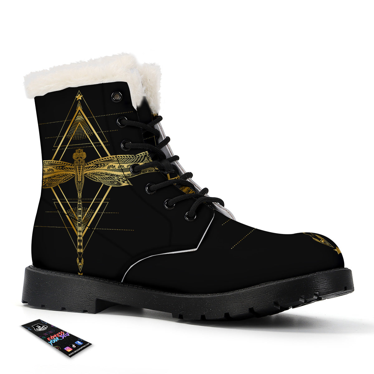 Dragonfly Boho Spiritual Print Winter Boots-grizzshop