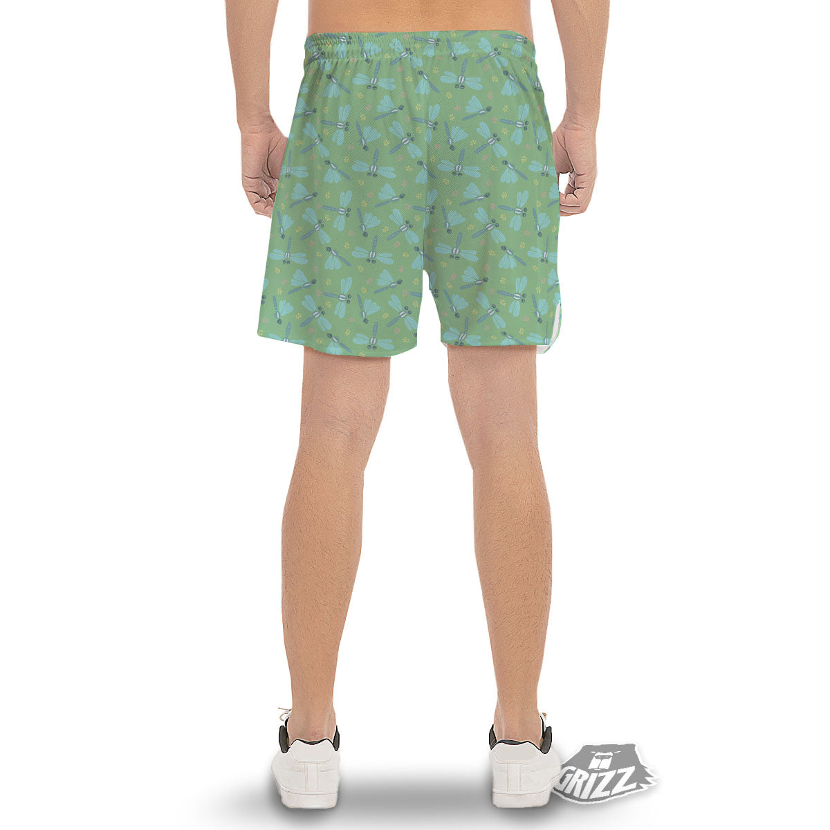 Dragonfly Green Print Pattern Men's Gym Shorts-grizzshop