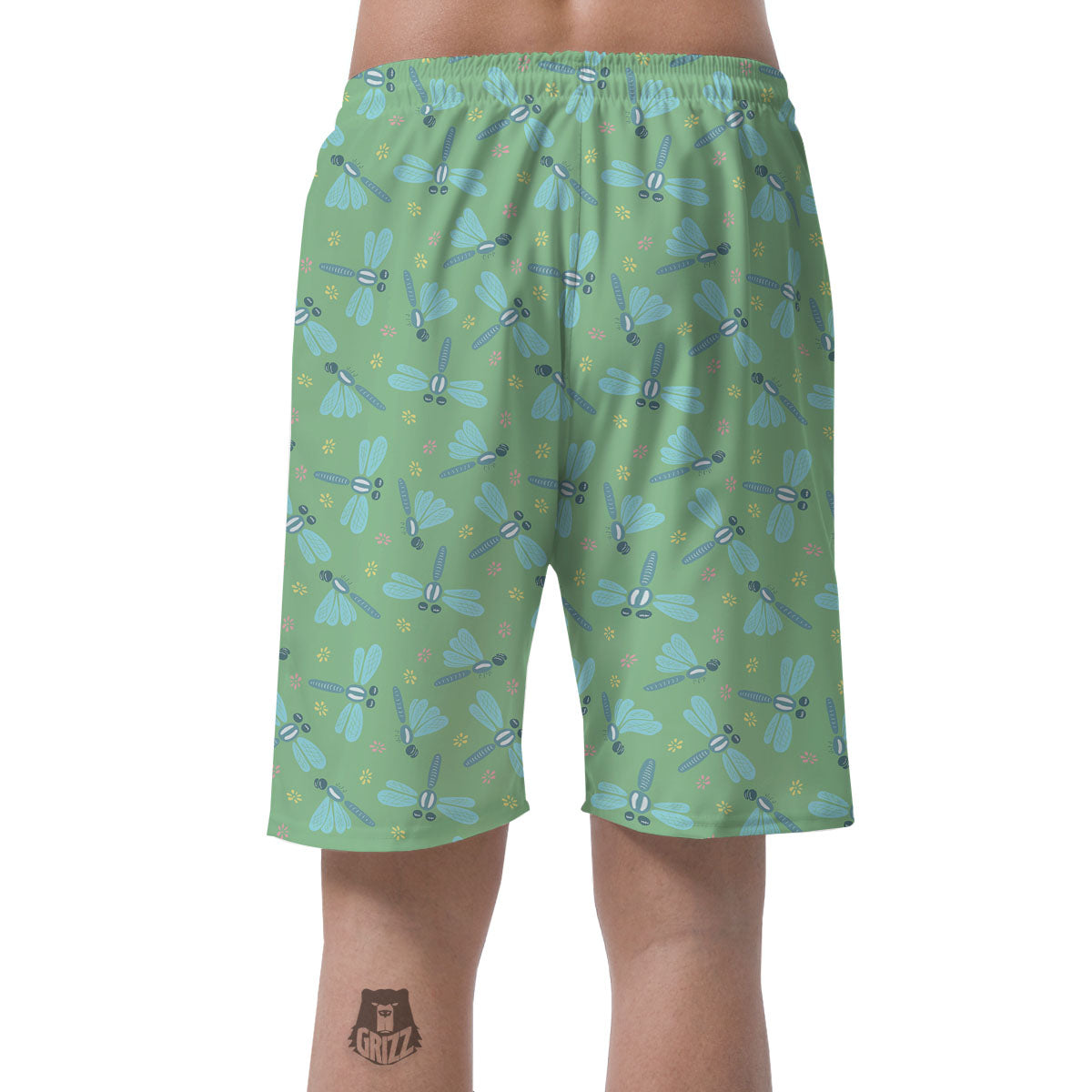 Dragonfly Green Print Pattern Men's Shorts-grizzshop