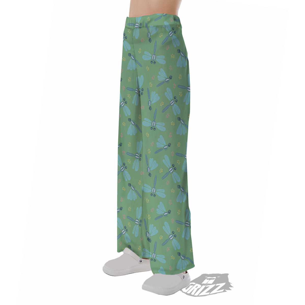 Dragonfly Green Print Pattern Pajama Pants-grizzshop