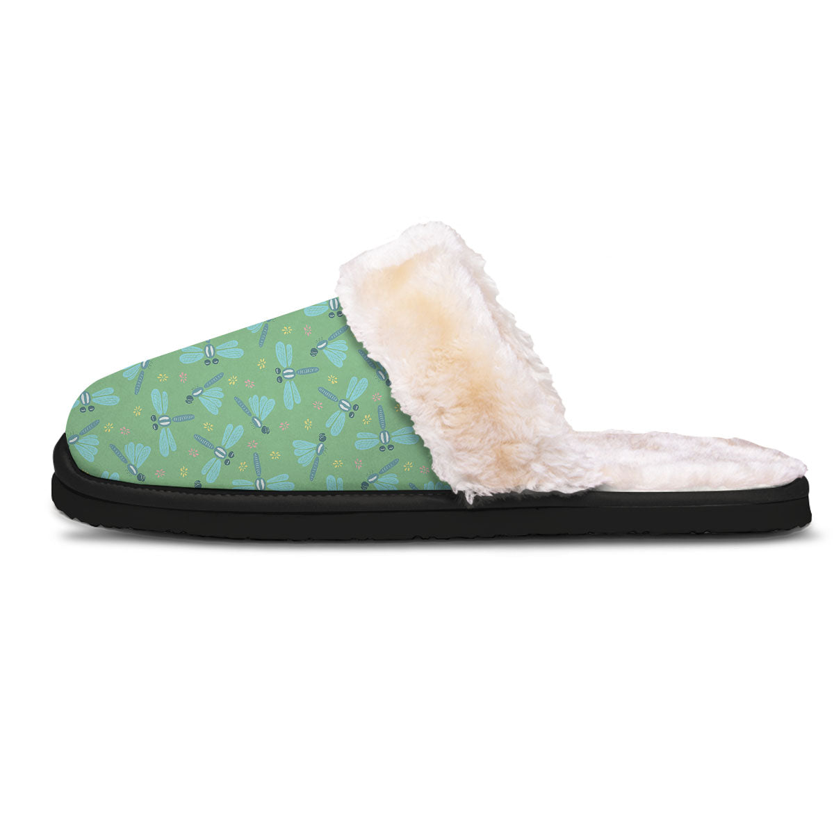 Dragonfly Green Print Pattern Slippers-grizzshop