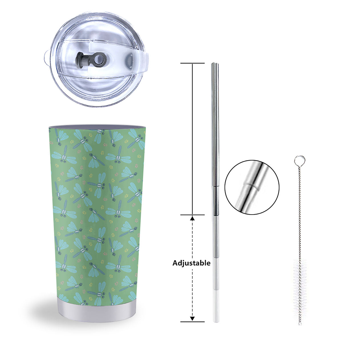 Dragonfly Green Print Pattern Tumbler-grizzshop