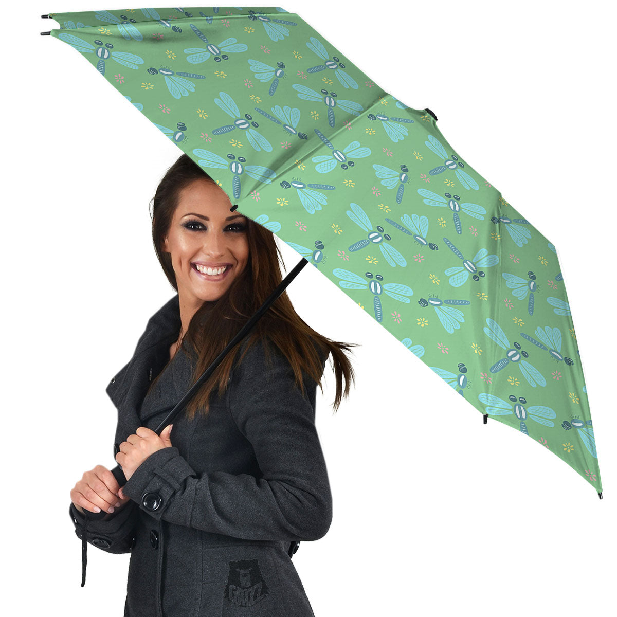 Dragonfly Green Print Pattern Umbrella-grizzshop