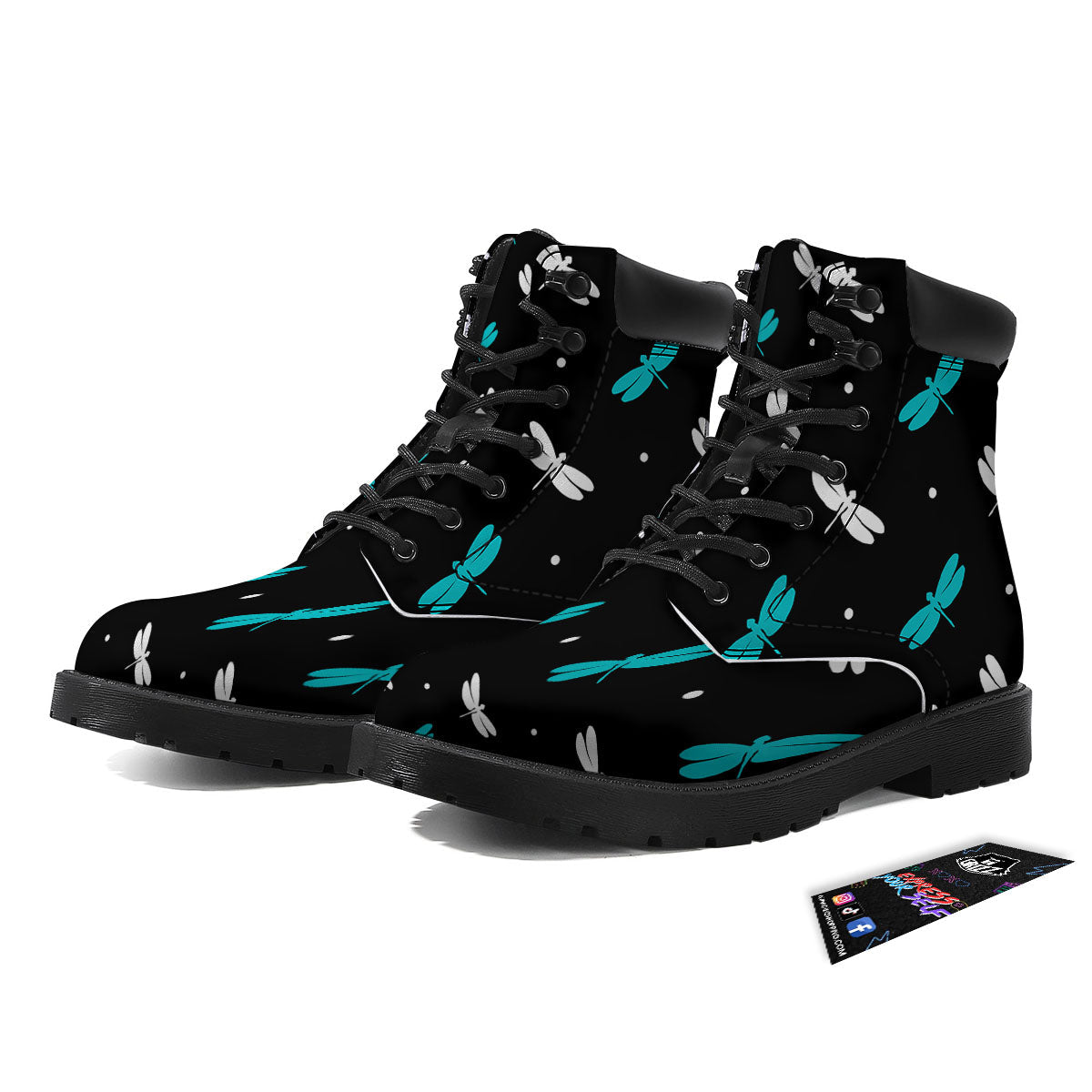 Dragonfly Polka Dot Print Pattern Boots-grizzshop