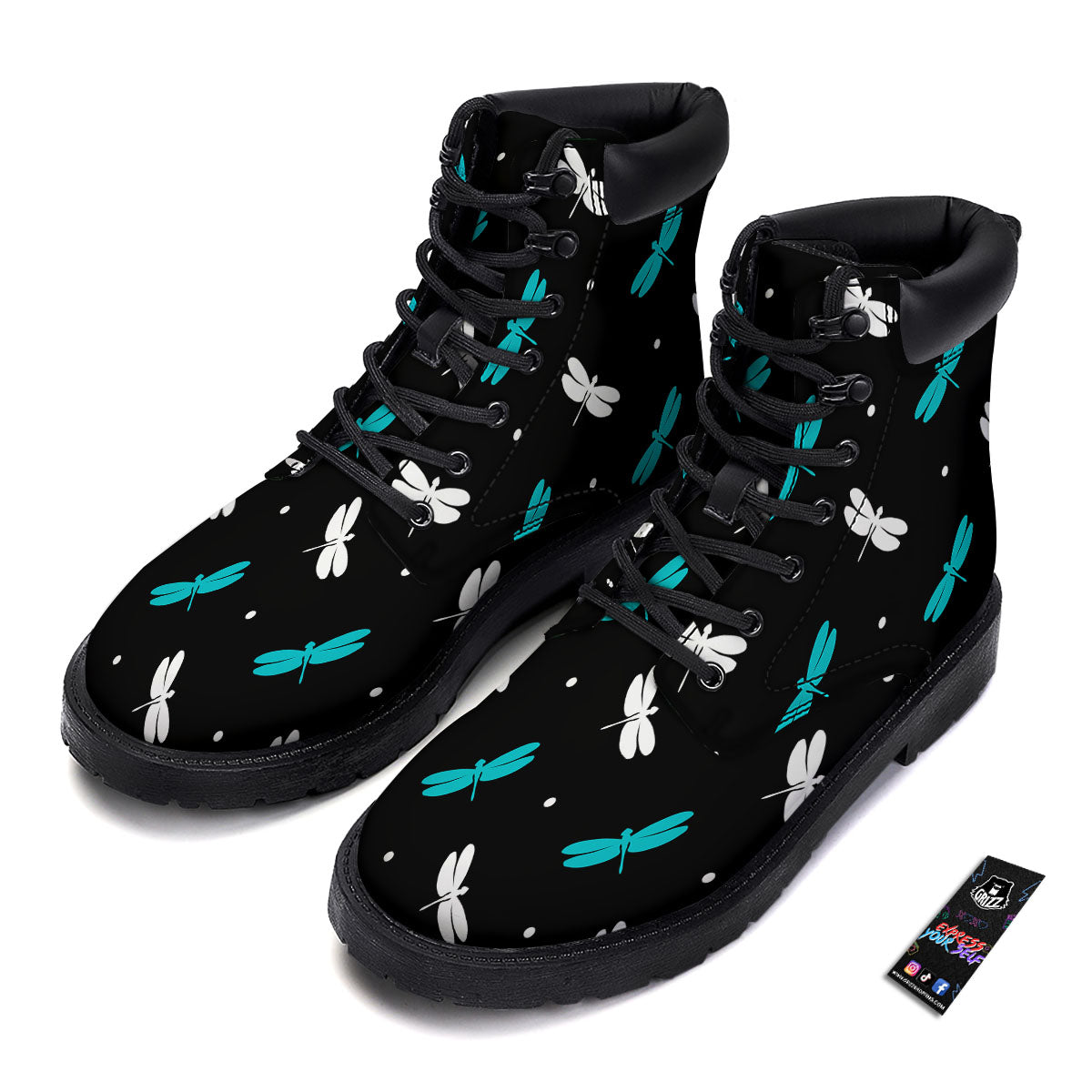 Dragonfly Polka Dot Print Pattern Boots-grizzshop
