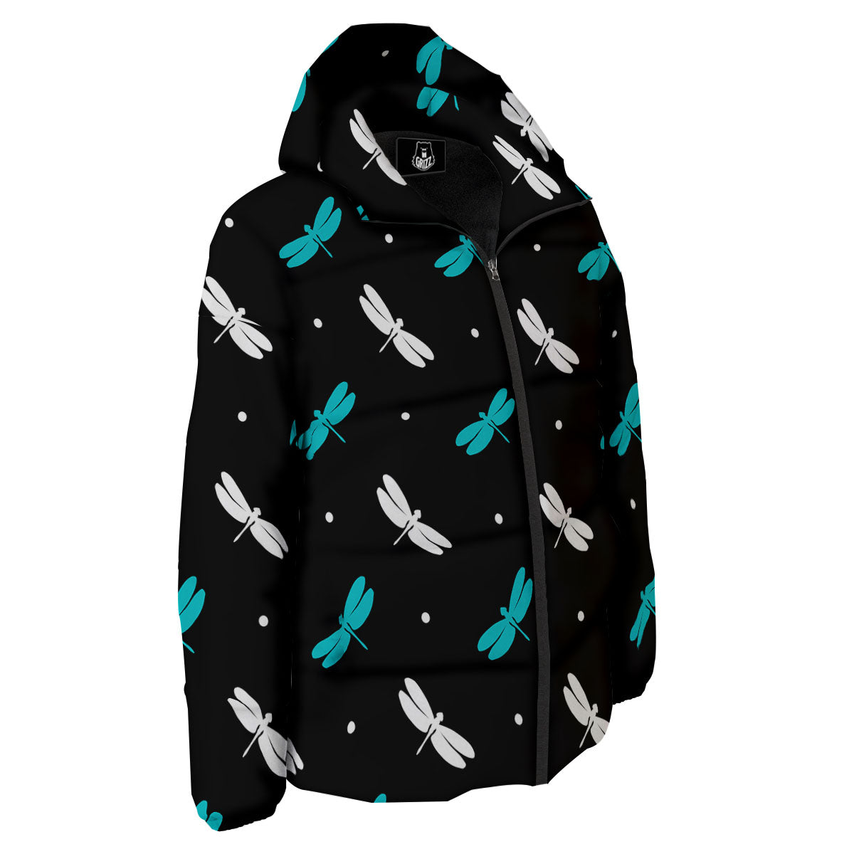 Dragonfly Polka Dot Print Pattern Down Jacket-grizzshop