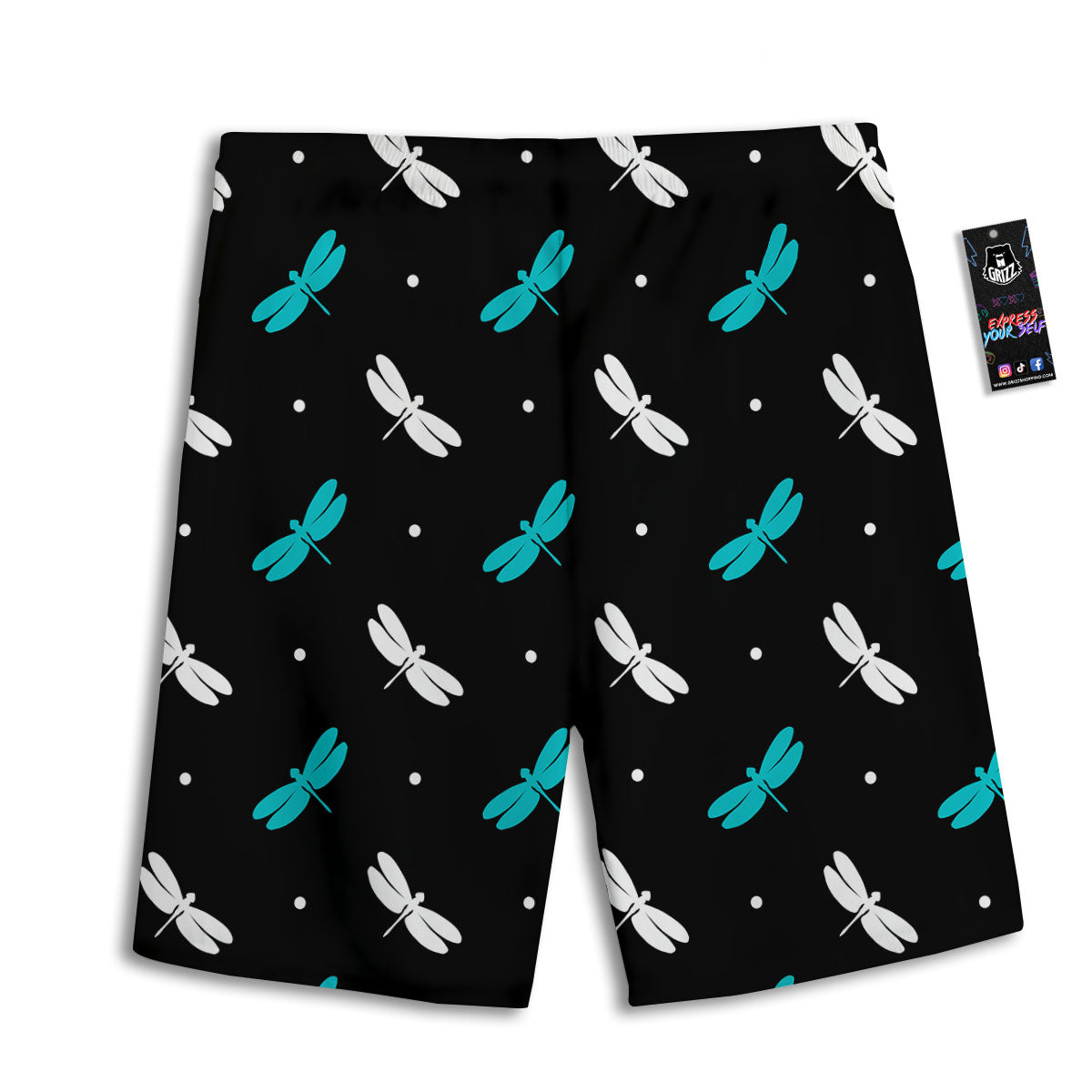 Dragonfly Polka Dot Print Pattern Men's Athletic Shorts