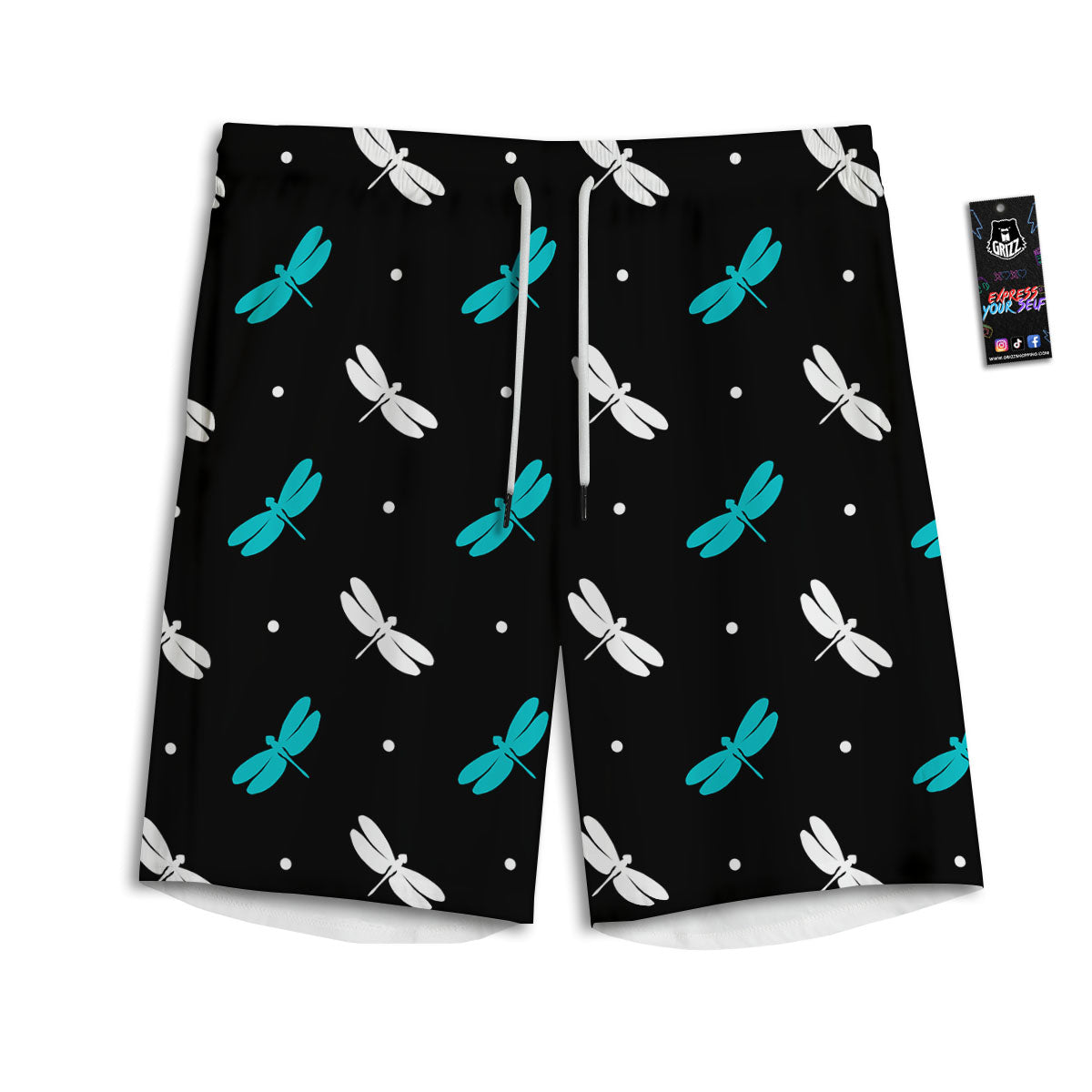 Dragonfly Polka Dot Print Pattern Men's Athletic Shorts