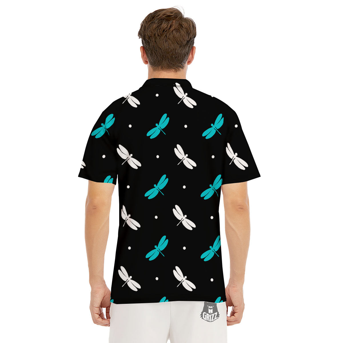 Dragonfly Polka Dot Print Pattern Men's Golf Shirts-grizzshop