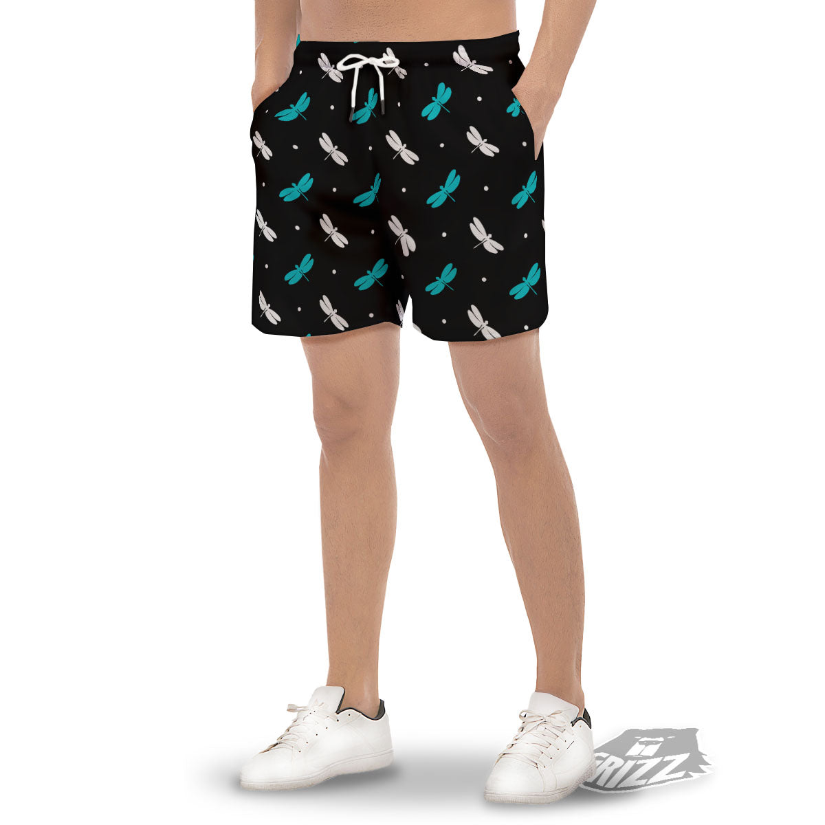 Dragonfly Polka Dot Print Pattern Men's Gym Shorts-grizzshop