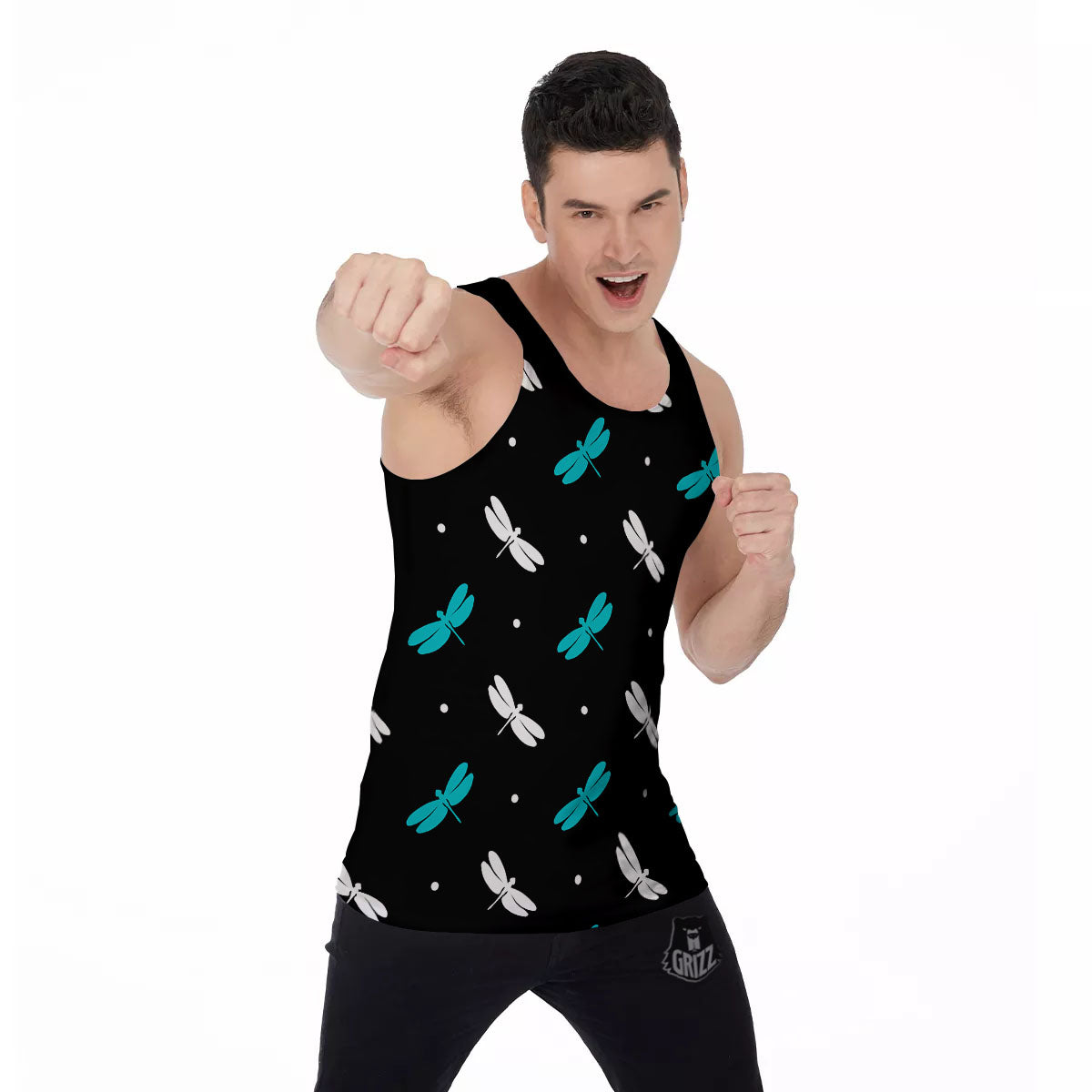Dragonfly Polka Dot Print Pattern Men's Tank Top-grizzshop