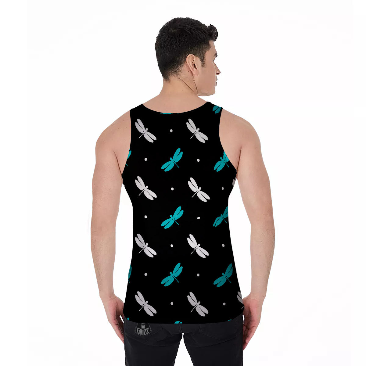 Dragonfly Polka Dot Print Pattern Men's Tank Top-grizzshop