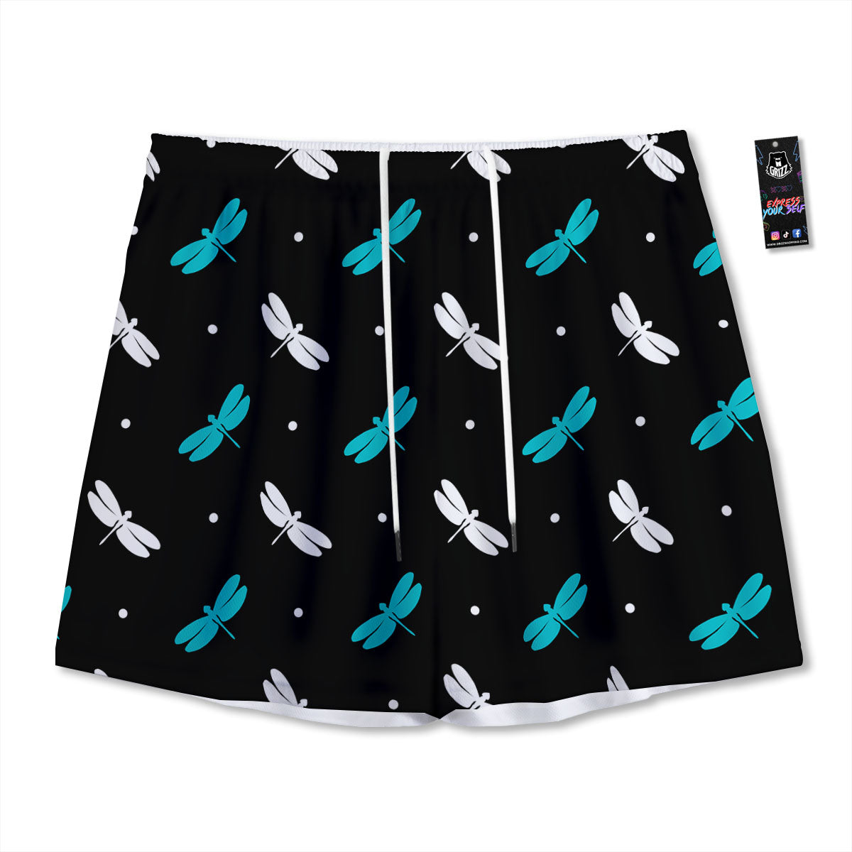 Dragonfly Polka Dot Print Pattern Mesh Shorts