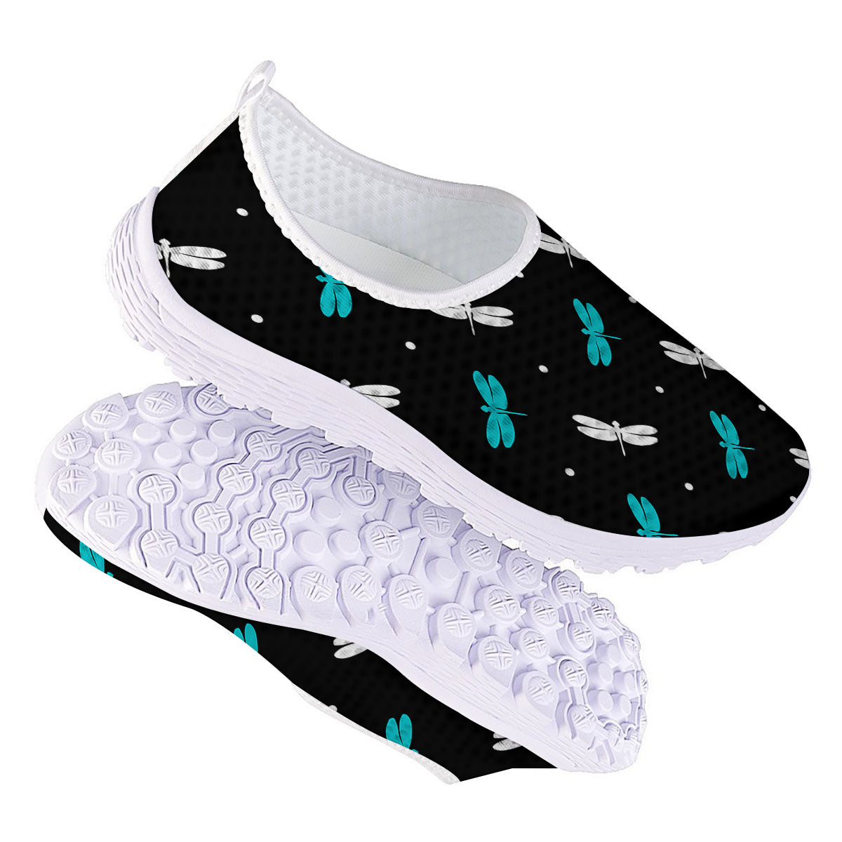 Dragonfly Polka Dot Print Pattern Nurse Shoes-grizzshop