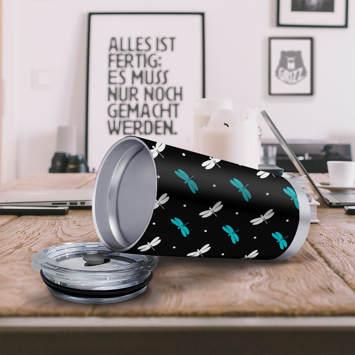 Dragonfly Polka Dot Print Pattern Tumbler-grizzshop