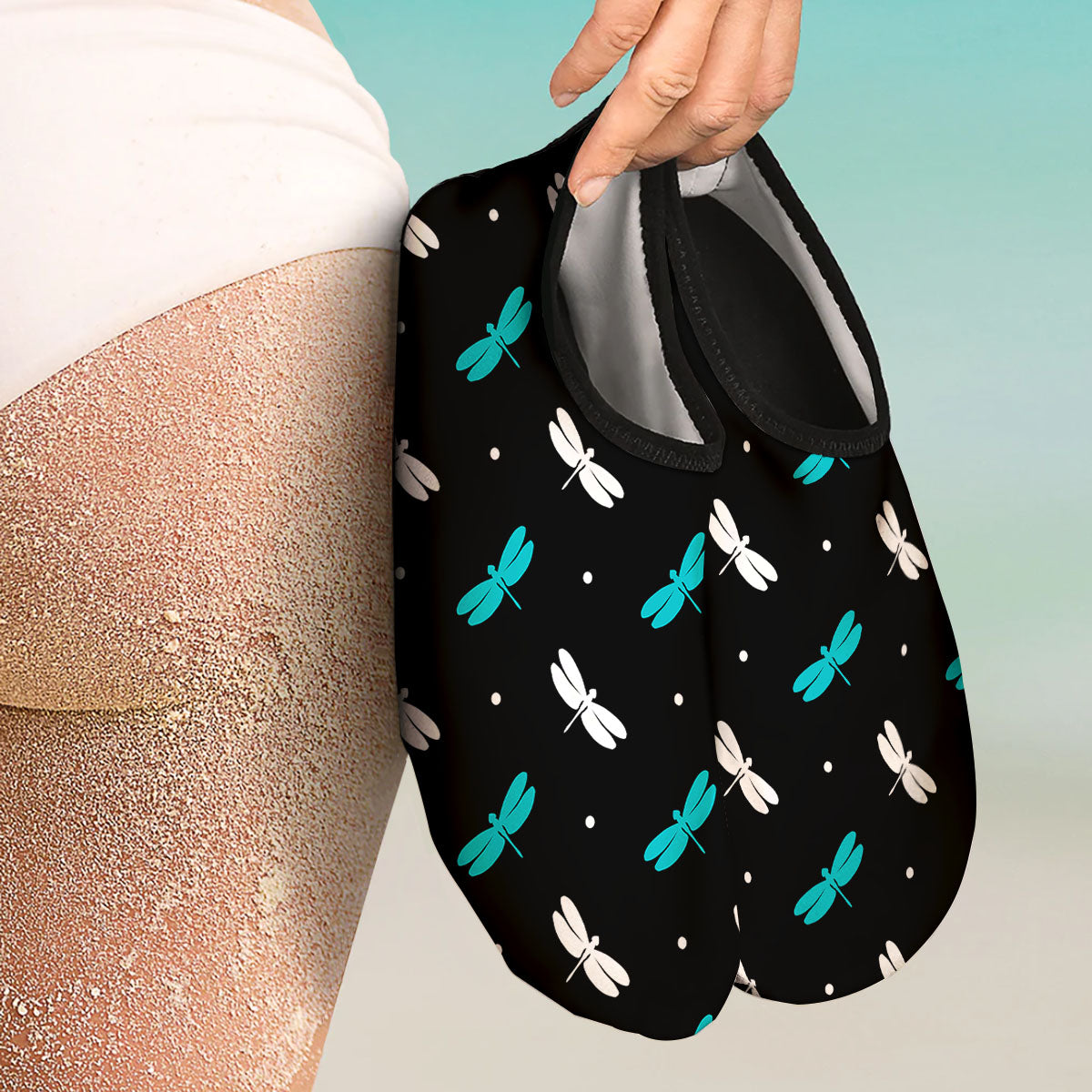 Dragonfly Polka Dot Print Pattern Water Shoes-grizzshop