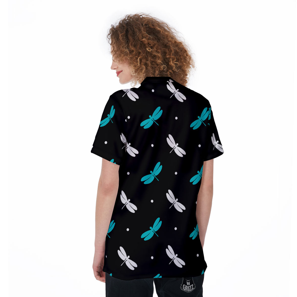 Dragonfly Polka Dot Print Pattern Women's Golf Shirts-grizzshop