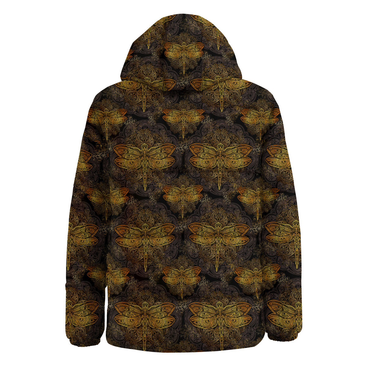 Dragonfly Spiritual Golden Print Down Jacket-grizzshop