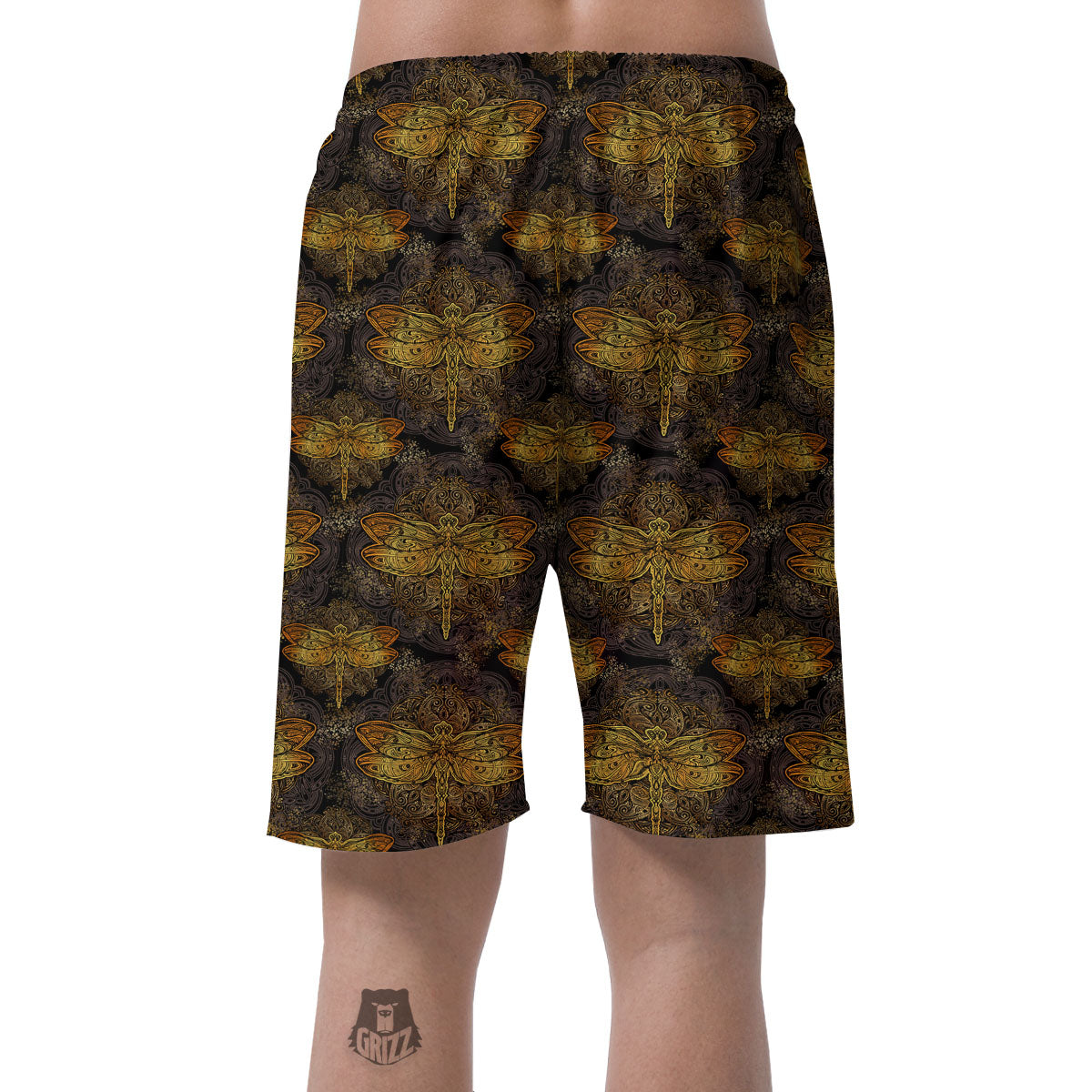 Dragonfly Spiritual Golden Print Men's Shorts-grizzshop