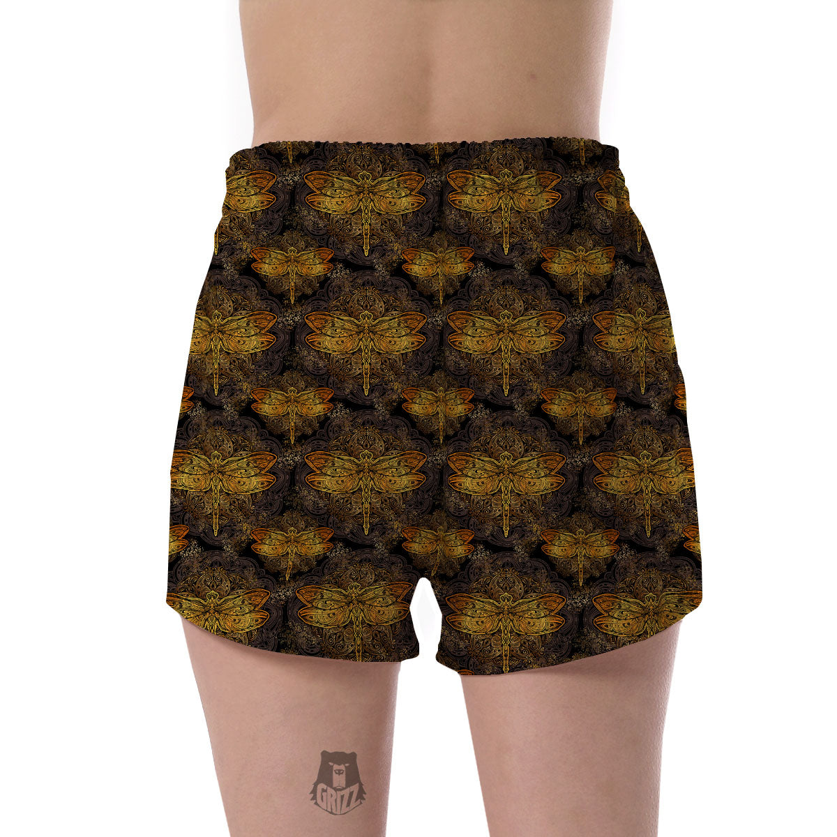 Dragonfly Spiritual Golden Print Women's Shorts-grizzshop