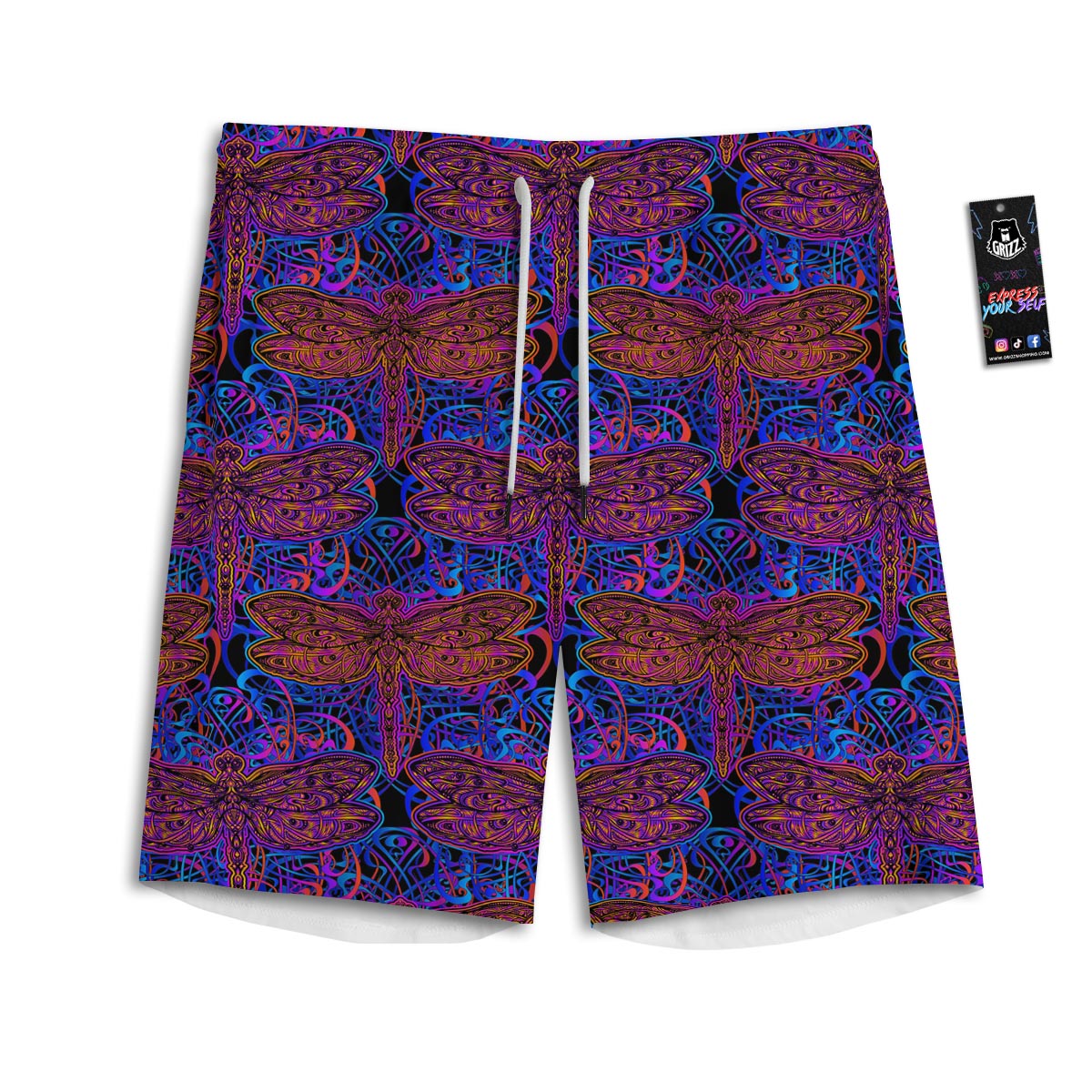 Dragonfly Trippy Print Pattern Men's Athletic Shorts
