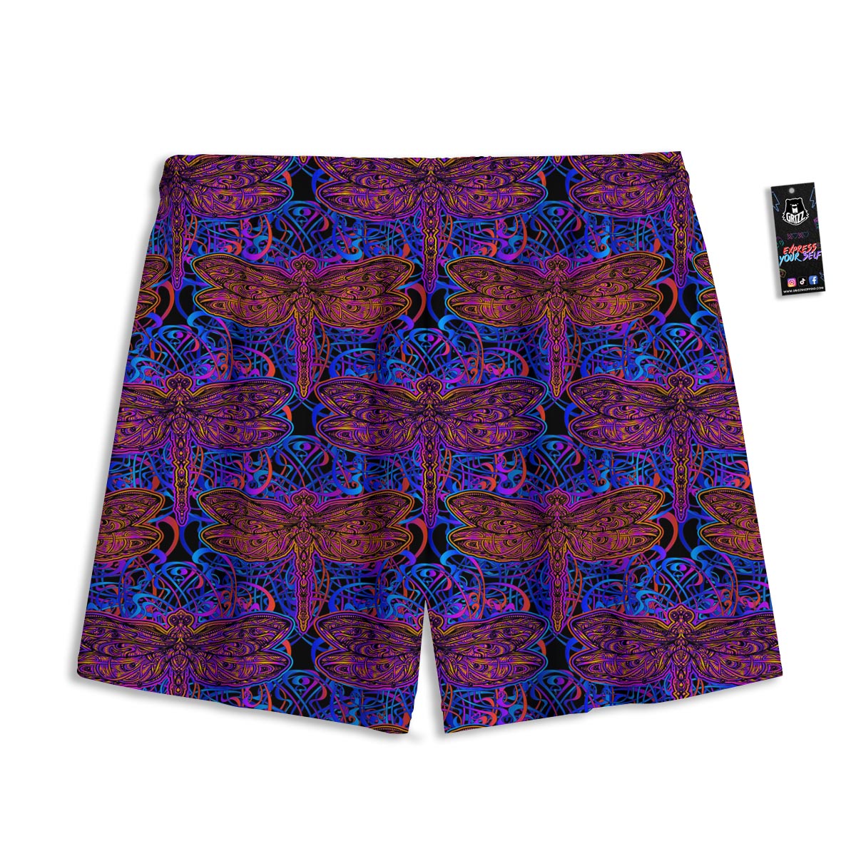 Dragonfly Trippy Print Pattern Mesh Shorts