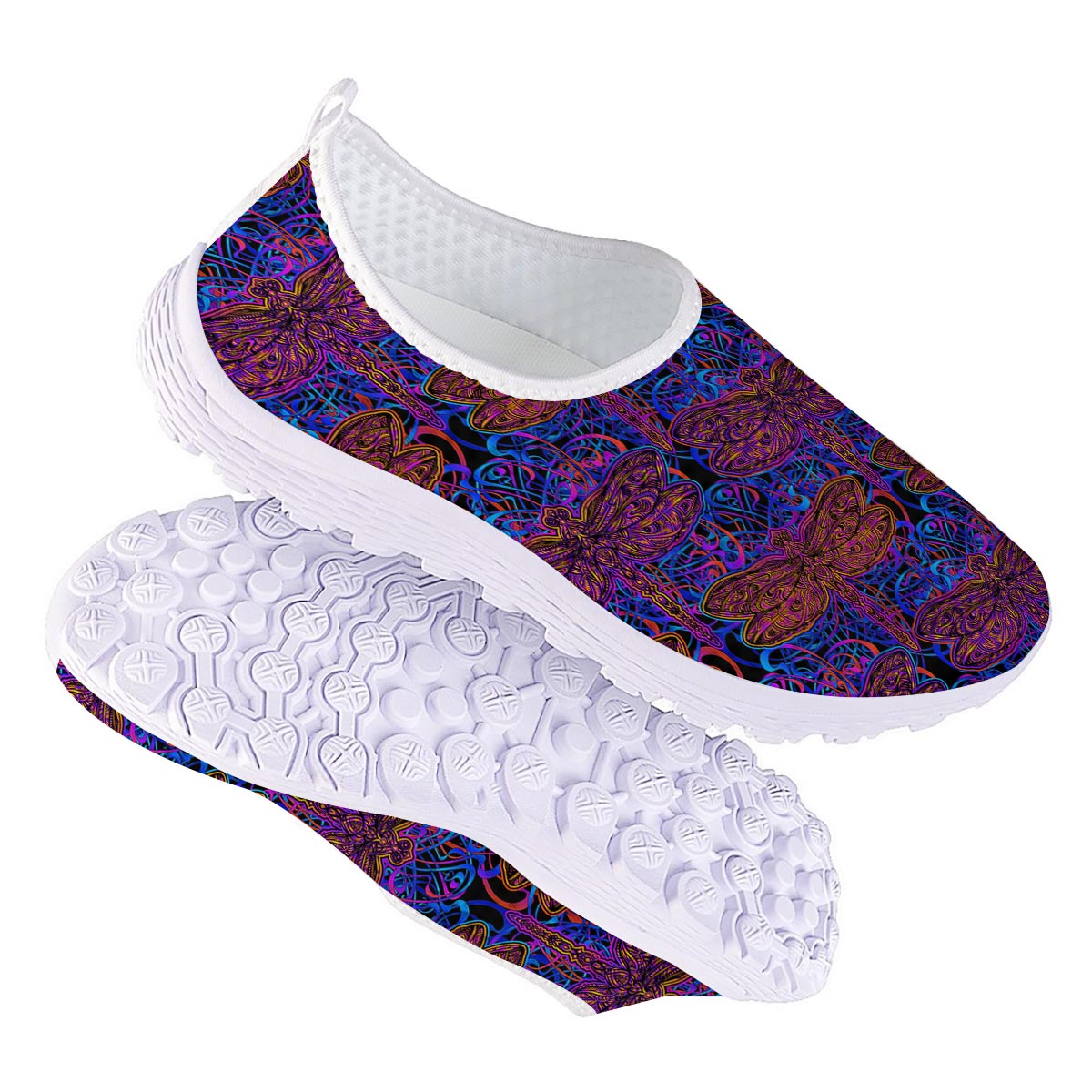 Dragonfly Trippy Print Pattern Nurse Shoes-grizzshop
