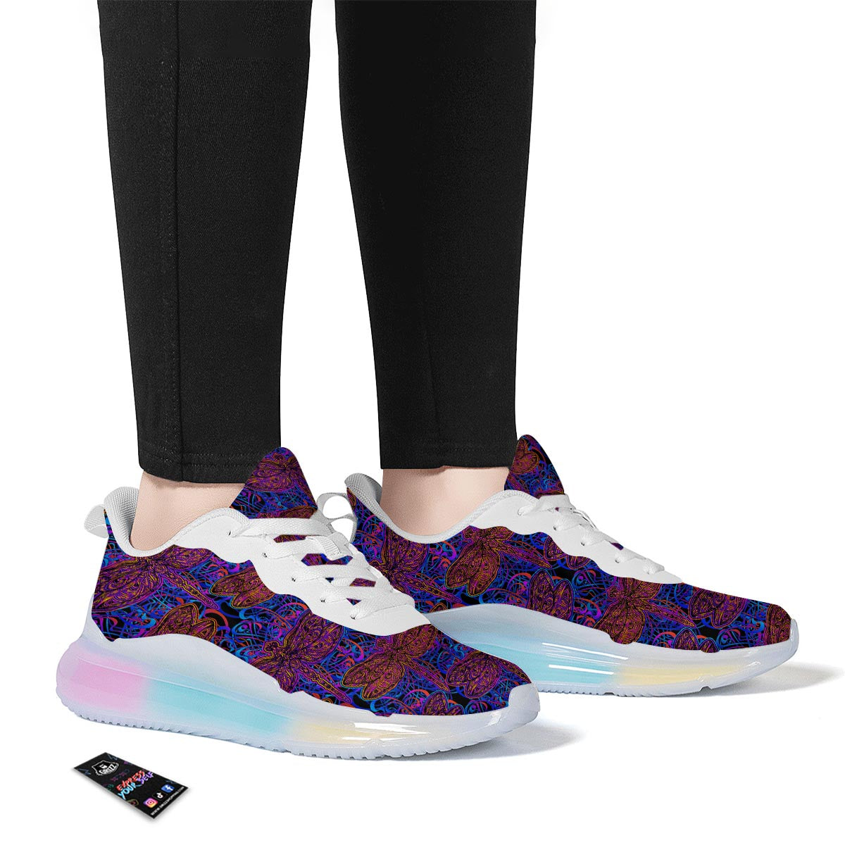 Dragonfly Trippy Print Pattern Running Sneakers-grizzshop