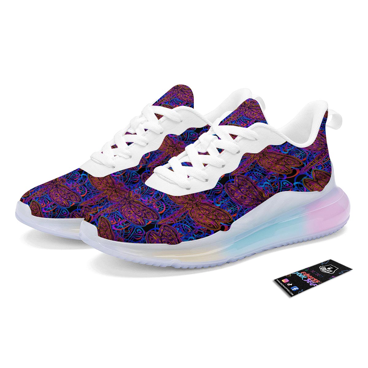 Dragonfly Trippy Print Pattern Running Sneakers-grizzshop