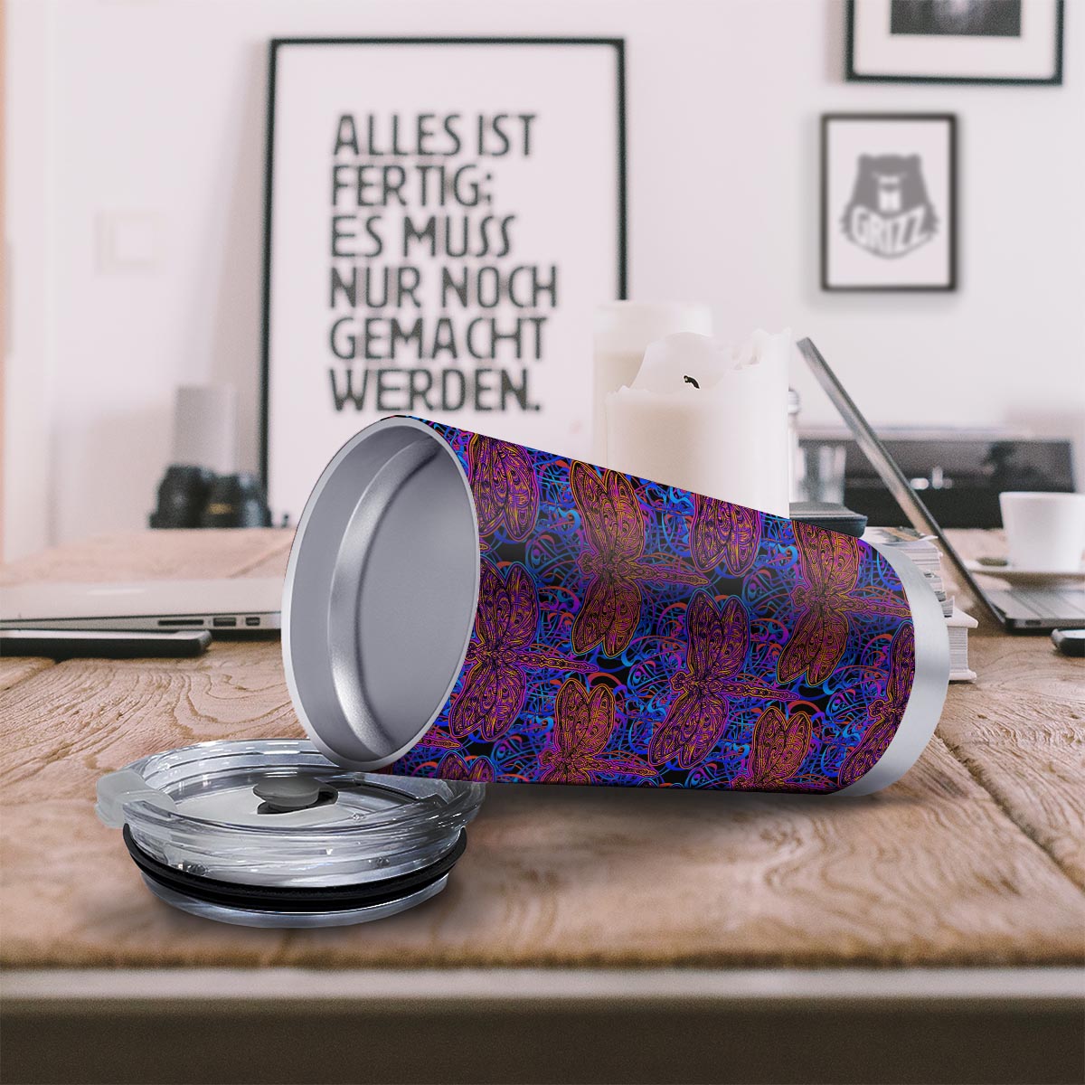Dragonfly Trippy Print Pattern Tumbler-grizzshop