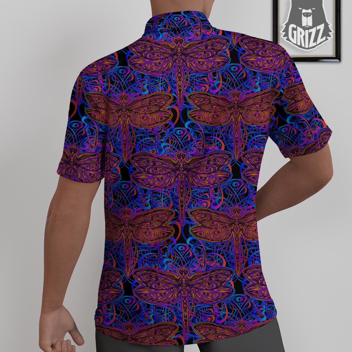 Dragonfly Trippy Print Pattern Untucked Shirts-grizzshop