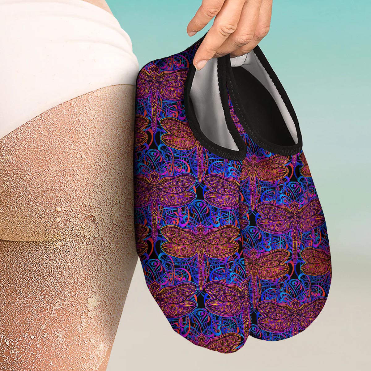 Dragonfly Trippy Print Pattern Water Shoes-grizzshop