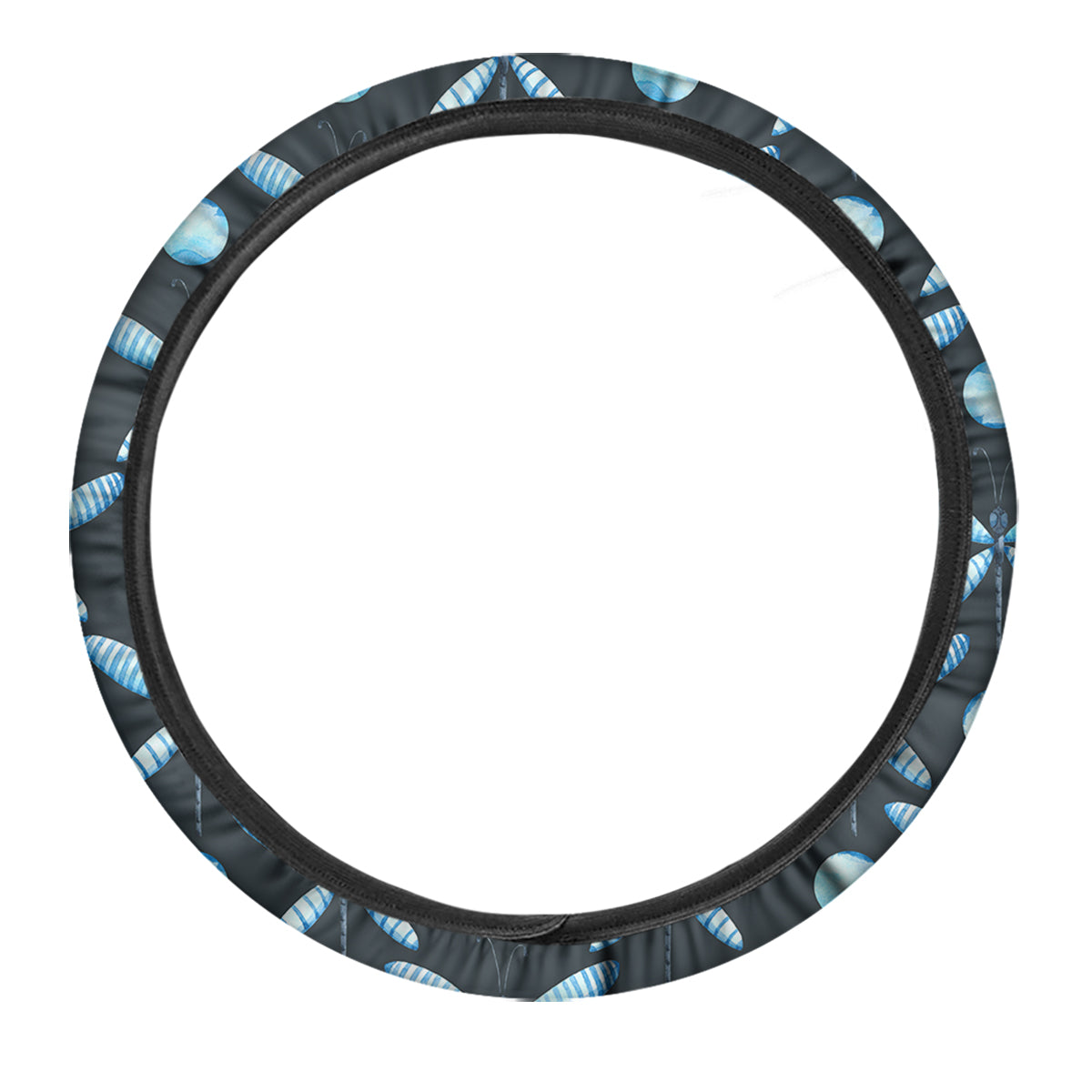 Dragonfly Turquoise Print Pattern Car Steering Wheel Cover-grizzshop
