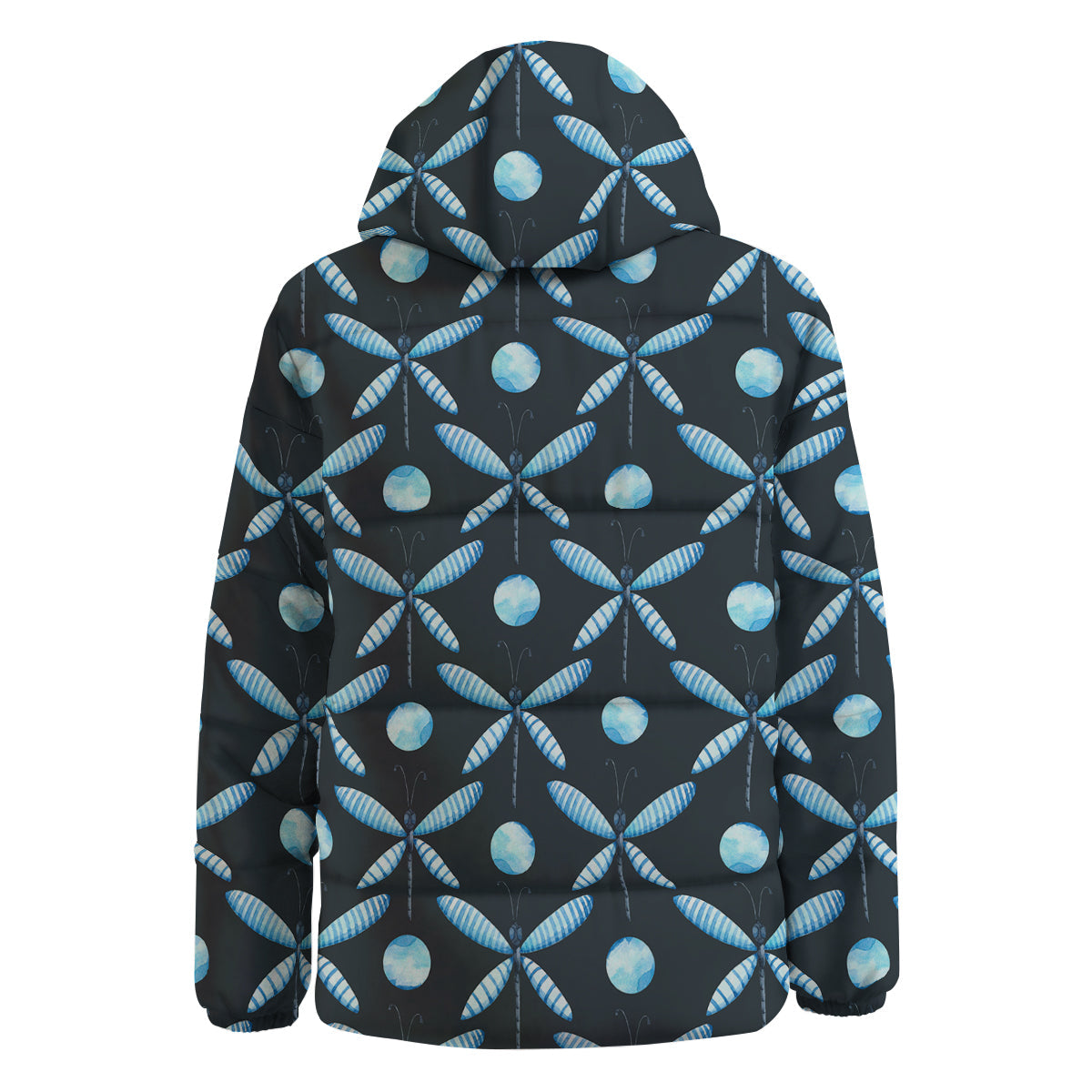 Dragonfly Turquoise Print Pattern Down Jacket-grizzshop