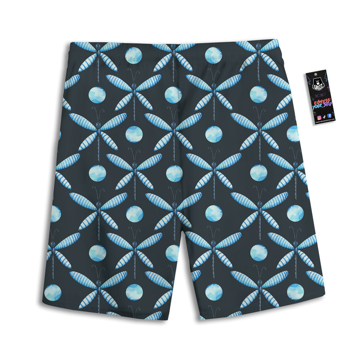 Dragonfly Turquoise Print Pattern Men's Athletic Shorts
