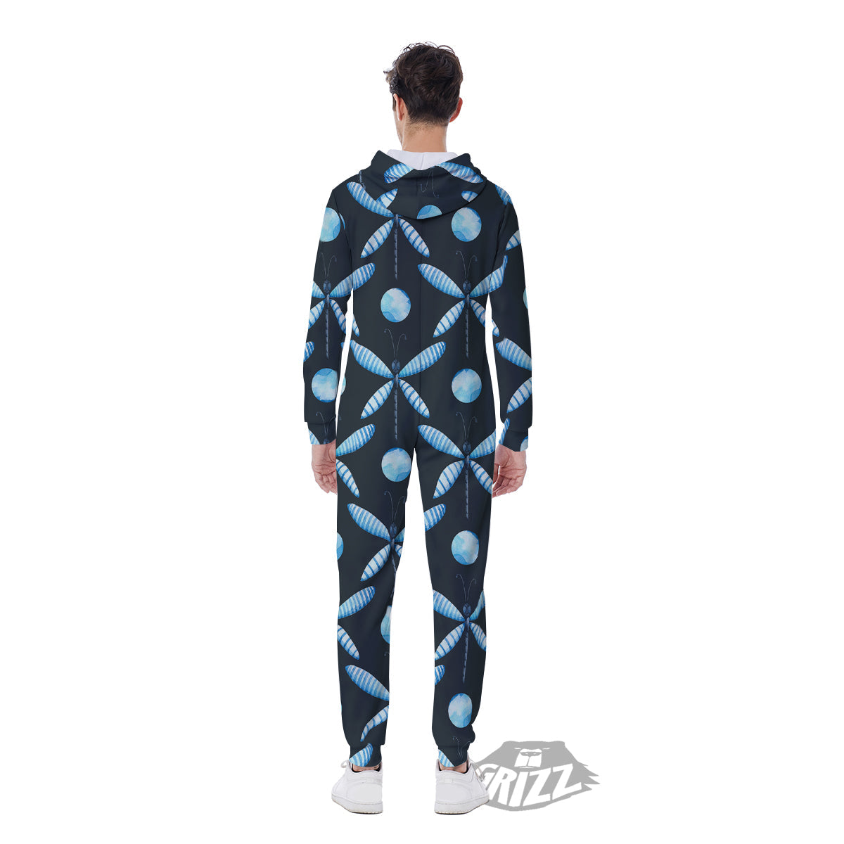 Dragonfly Turquoise Print Pattern Men's Jumpsuit-grizzshop