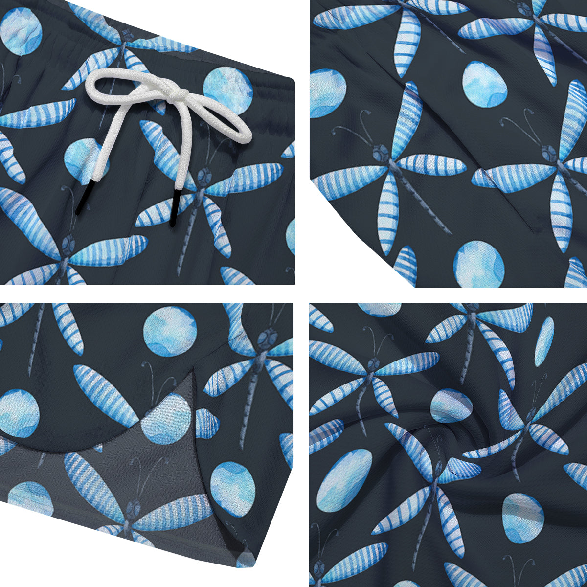 Dragonfly Turquoise Print Pattern Men's Running Shorts-grizzshop