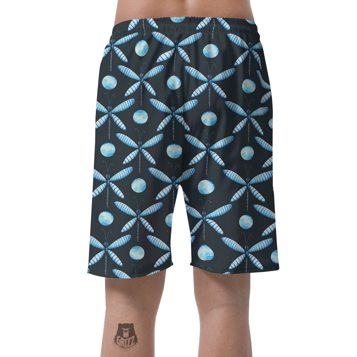 Dragonfly Turquoise Print Pattern Men's Shorts-grizzshop