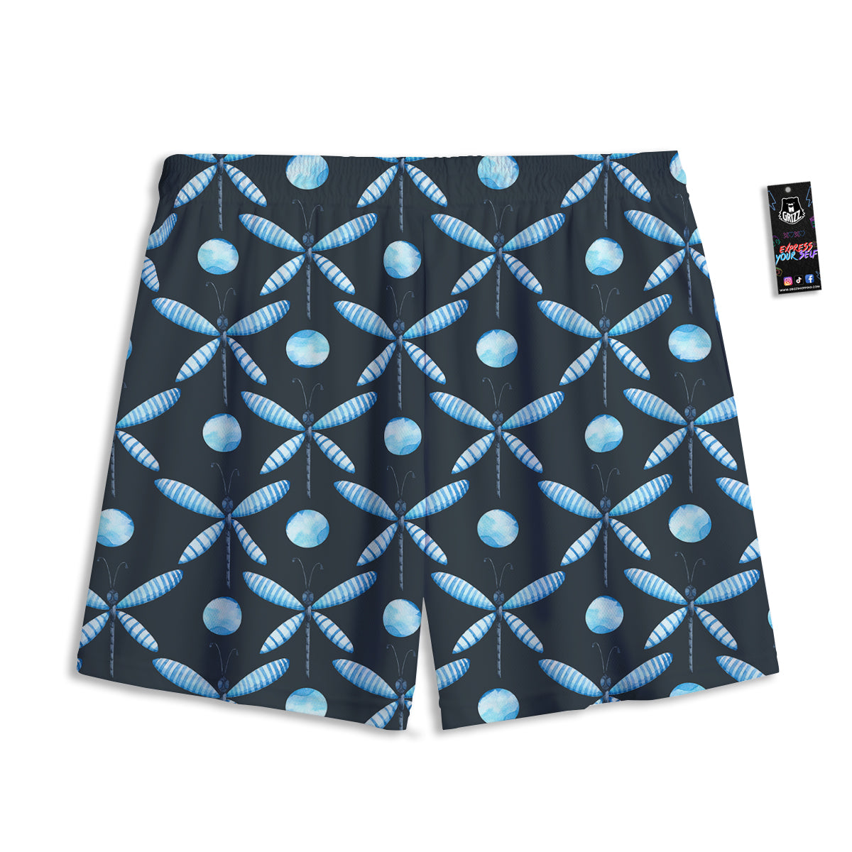 Dragonfly Turquoise Print Pattern Mesh Shorts