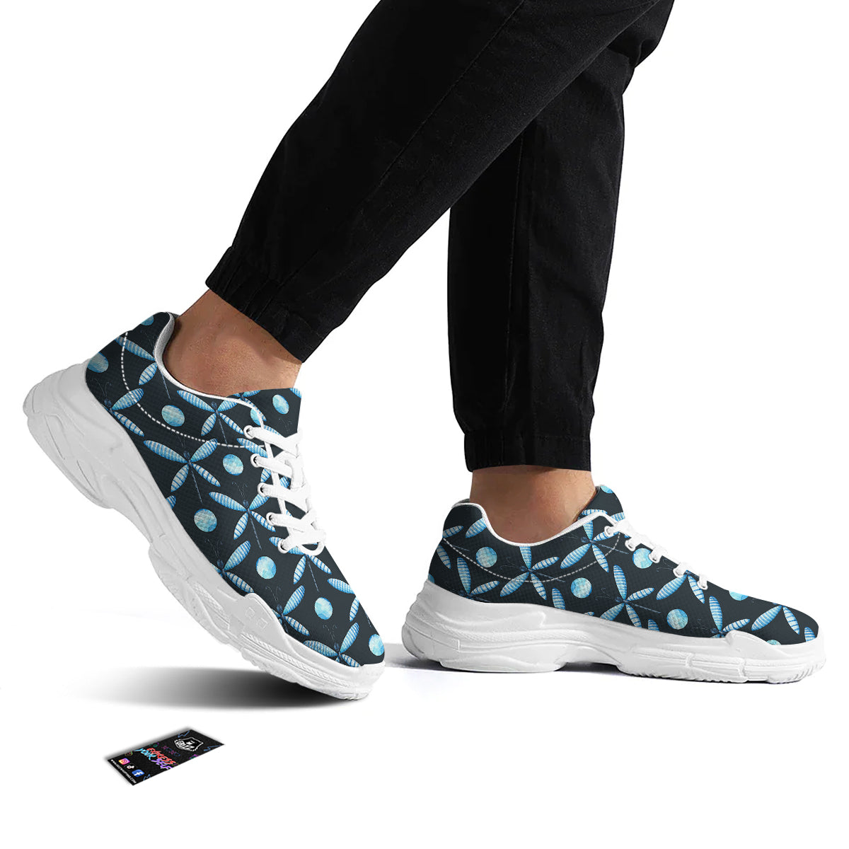 Dragonfly Turquoise Print Pattern White Chunky Shoes-grizzshop