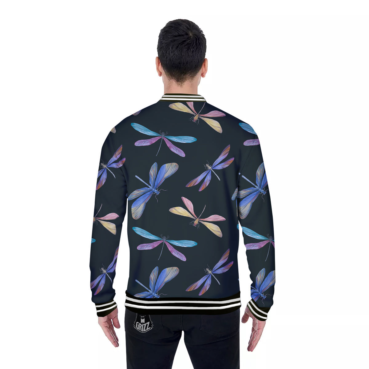 Dragonfly Vintage Print Pattern Baseball Jacket-grizzshop