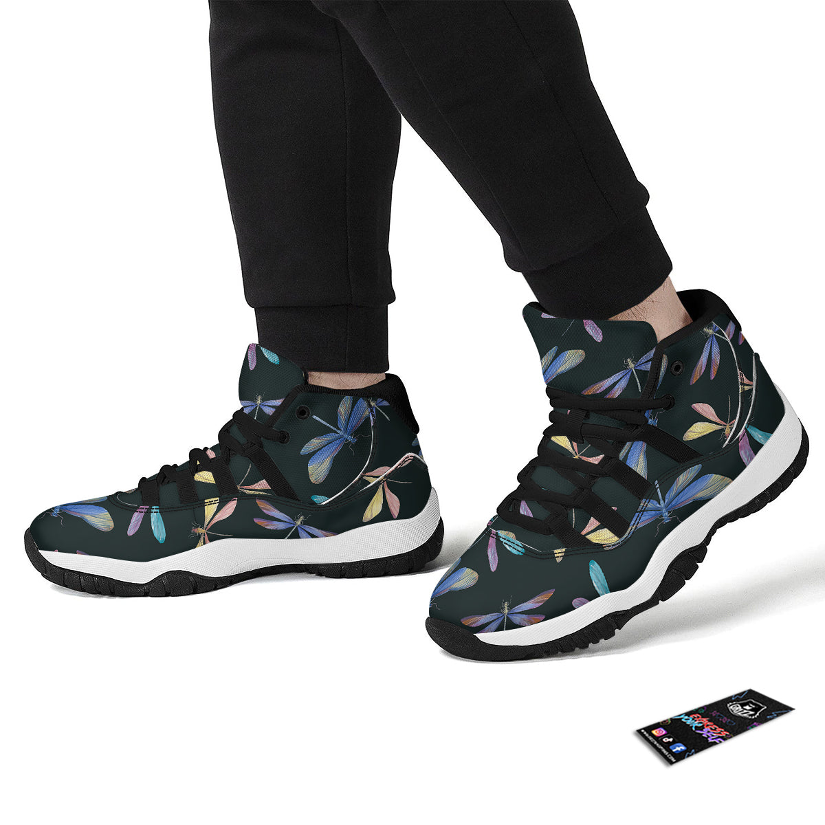 Dragonfly Vintage Print Pattern Black Bball Shoes-grizzshop